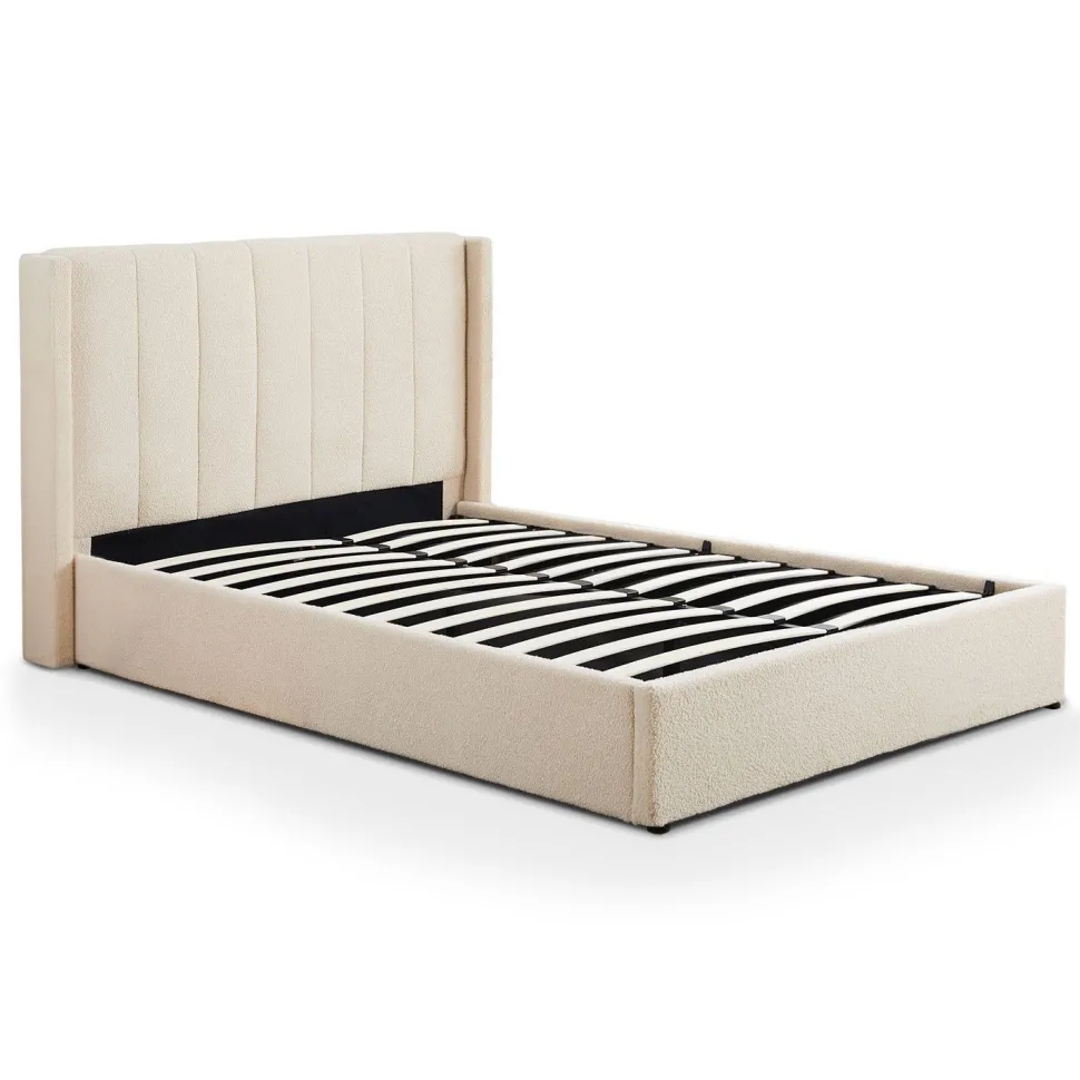 Pack Lit-coffre Magorial + Matelas Bedream 160x200cm Tissu bouclette Crème