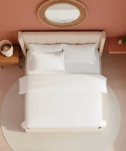 Pack Lit-coffre Magorial + Matelas Bedream 160x200cm Tissu bouclette Crème