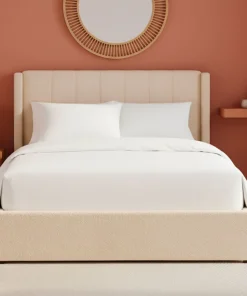 Pack Lit-coffre Magorial + Matelas Bedream 160x200cm Tissu bouclette Crème