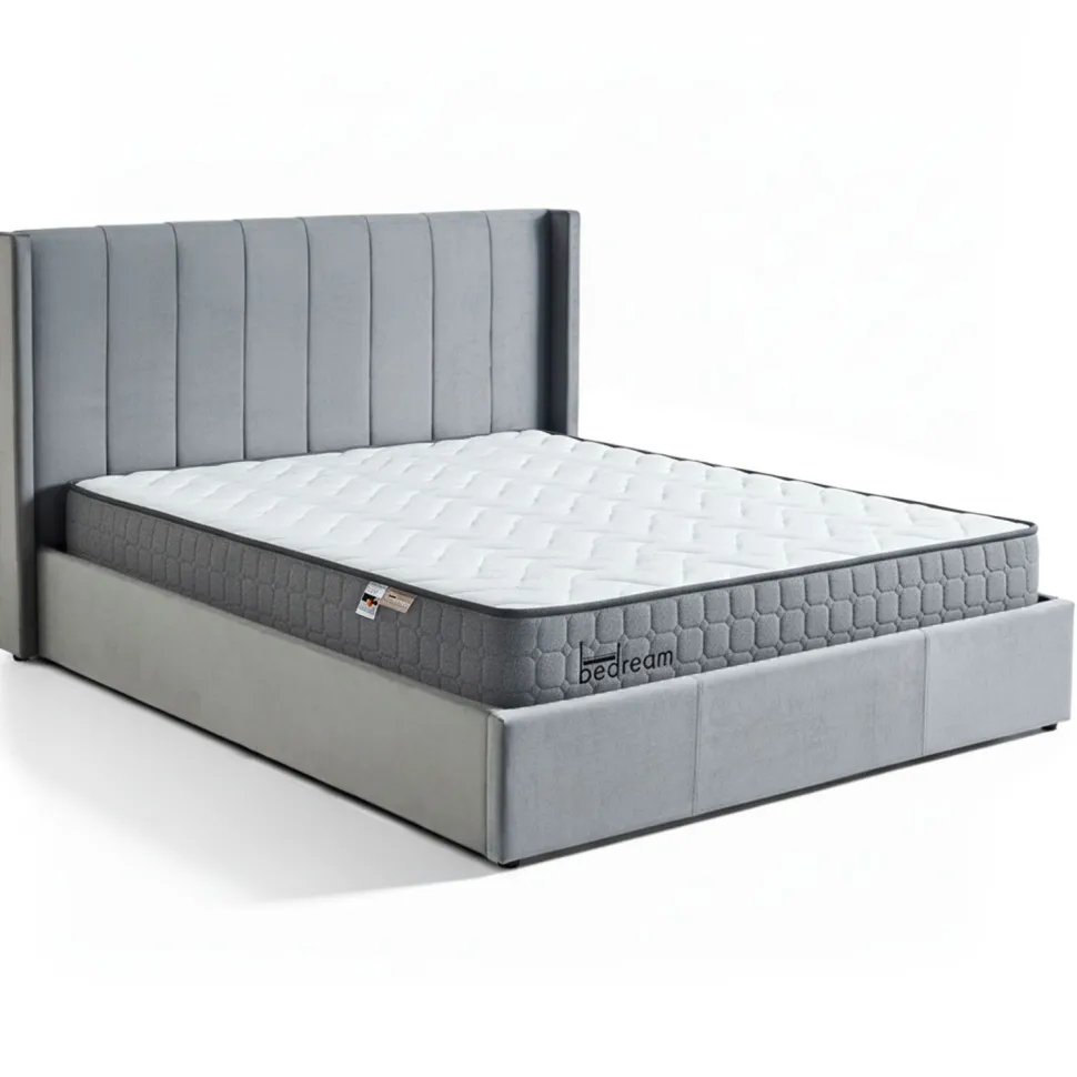 Pack Lit-coffre Magorial + Matelas Bedream 180x200cm Velours Gris