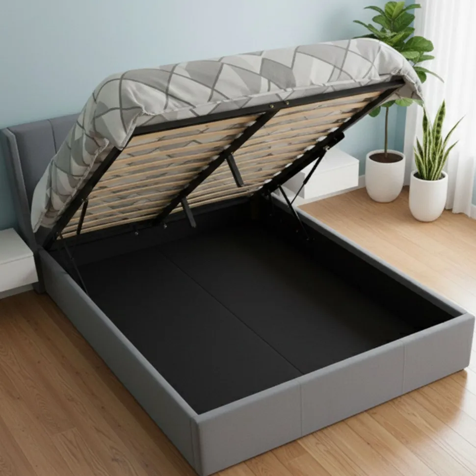 Pack Lit-coffre Magorial + Matelas Bedream 180x200cm Velours Gris