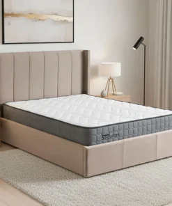 Pack Lit-coffre Magorial + Matelas Bedream 140x190cm Velours Taupe
