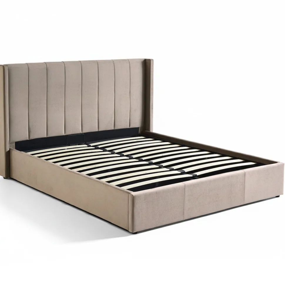 Pack Lit-coffre Magorial + Matelas Bedream 180x200cm Velours Taupe