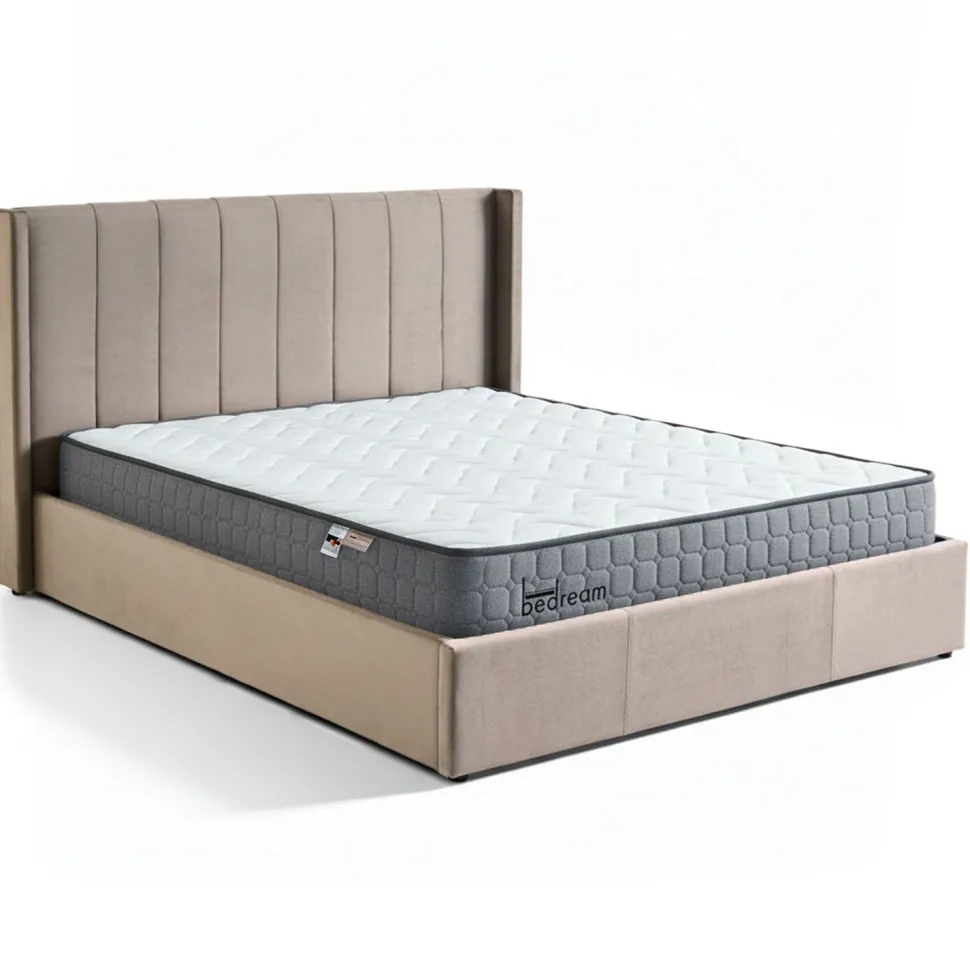 Pack Lit-coffre Magorial + Matelas Bedream 180x200cm Velours Taupe