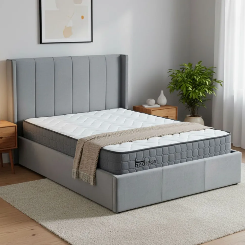 Pack Lit-coffre Magorial + Matelas Bedream 140x190cm Velours Gris