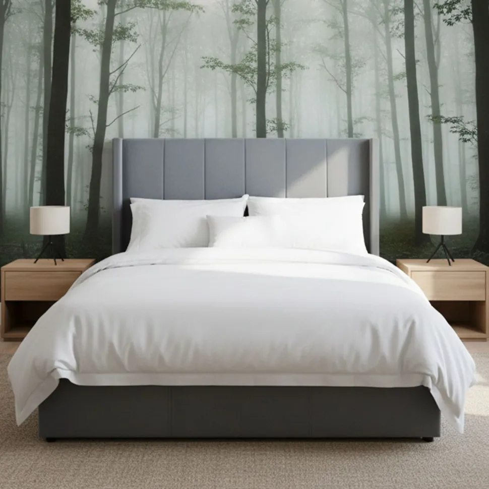Pack Lit-coffre Magorial + Matelas Bedream 140x190cm Velours Gris