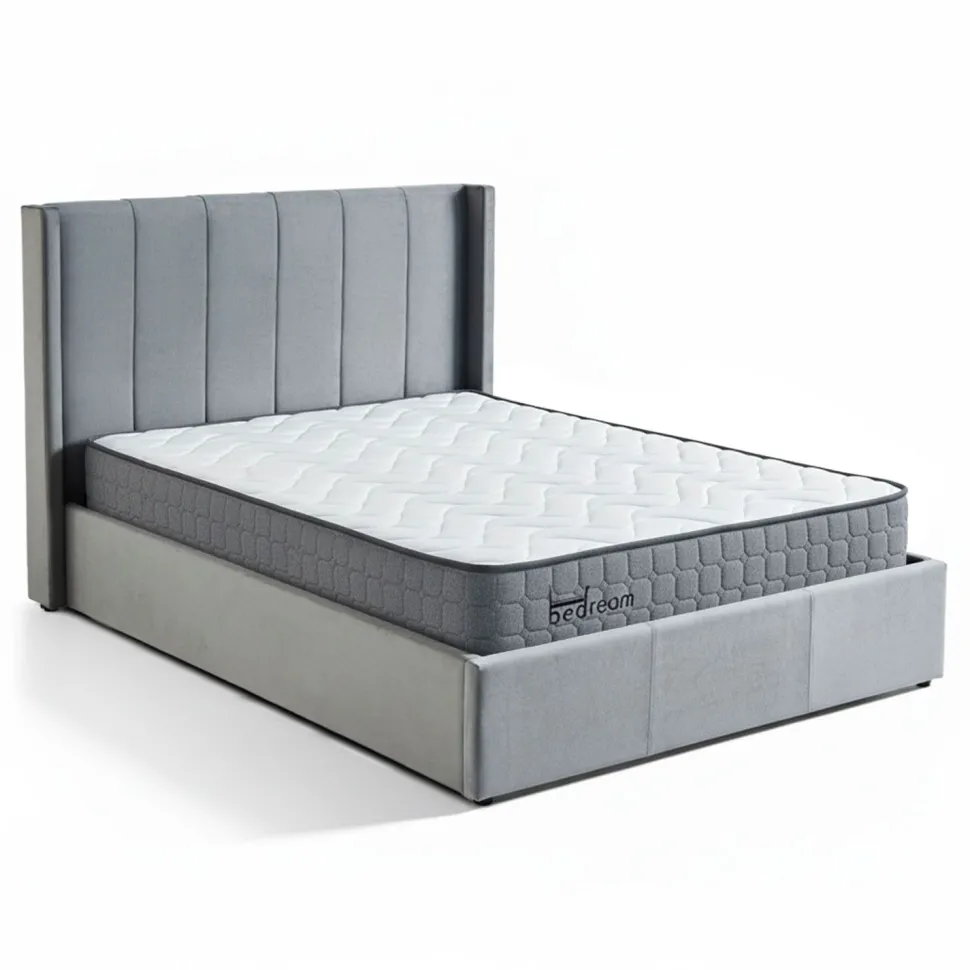 Pack Lit-coffre Magorial + Matelas Bedream 140x190cm Velours Gris