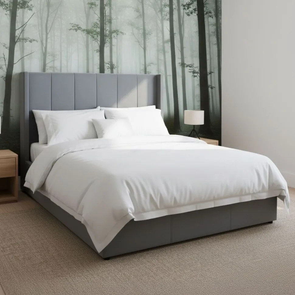Pack Lit-coffre Magorial + Matelas Bedream 140x190cm Velours Gris