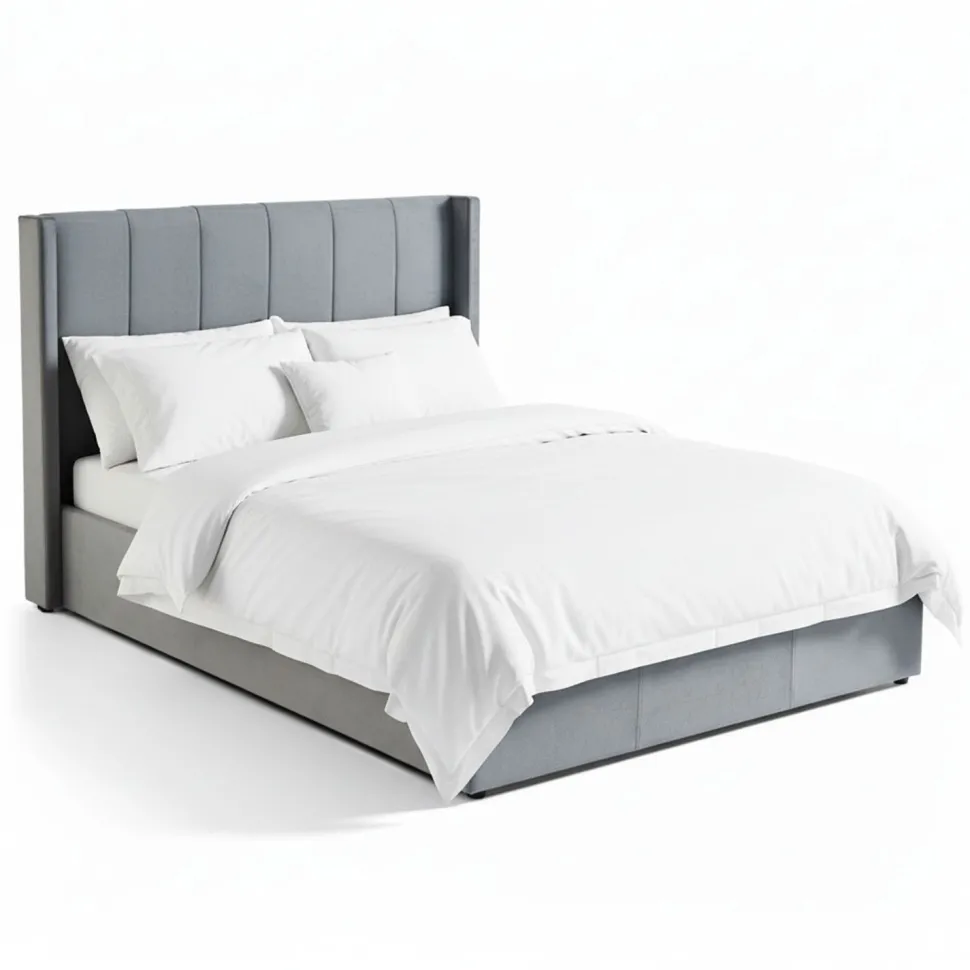 Pack Lit-coffre Magorial + Matelas Bedream 140x190cm Velours Gris