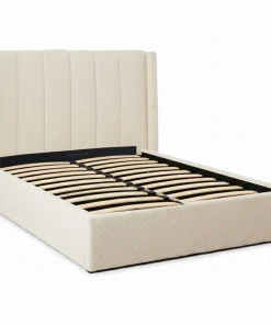 Pack Lit-coffre Magorial + Matelas Bedream 140x190cm Tissu bouclette Crème