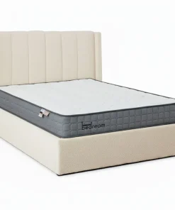Pack Lit-coffre Magorial + Matelas Bedream 140x190cm Tissu bouclette Crème