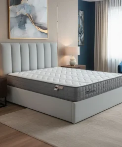 Pack Lit-coffre Songe + Matelas Bedream 140x190cm Velours Argent