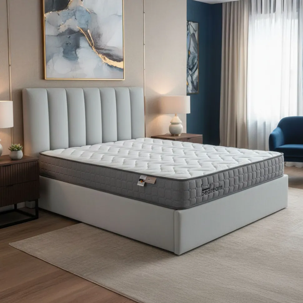 Pack Lit-coffre Songe + Matelas Bedream 140x190cm Velours Argent