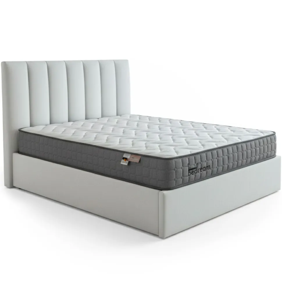 Pack Lit-coffre Songe + Matelas Bedream 140x190cm Velours Argent