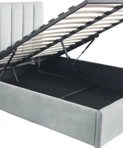Pack Lit-coffre Songe + Matelas Bedream 140x190cm Velours Argent