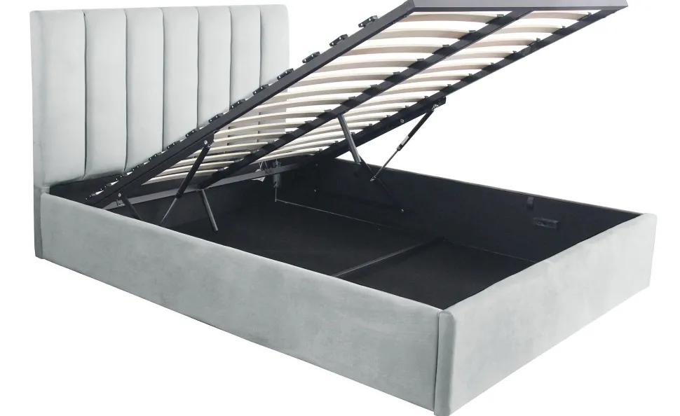 Pack Lit-coffre Songe + Matelas Bedream 140x190cm Velours Argent