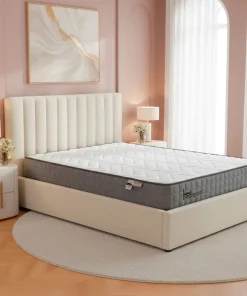 Pack Lit-coffre Songe + Matelas Bedream 140x190cm Tissu bouclette Beige