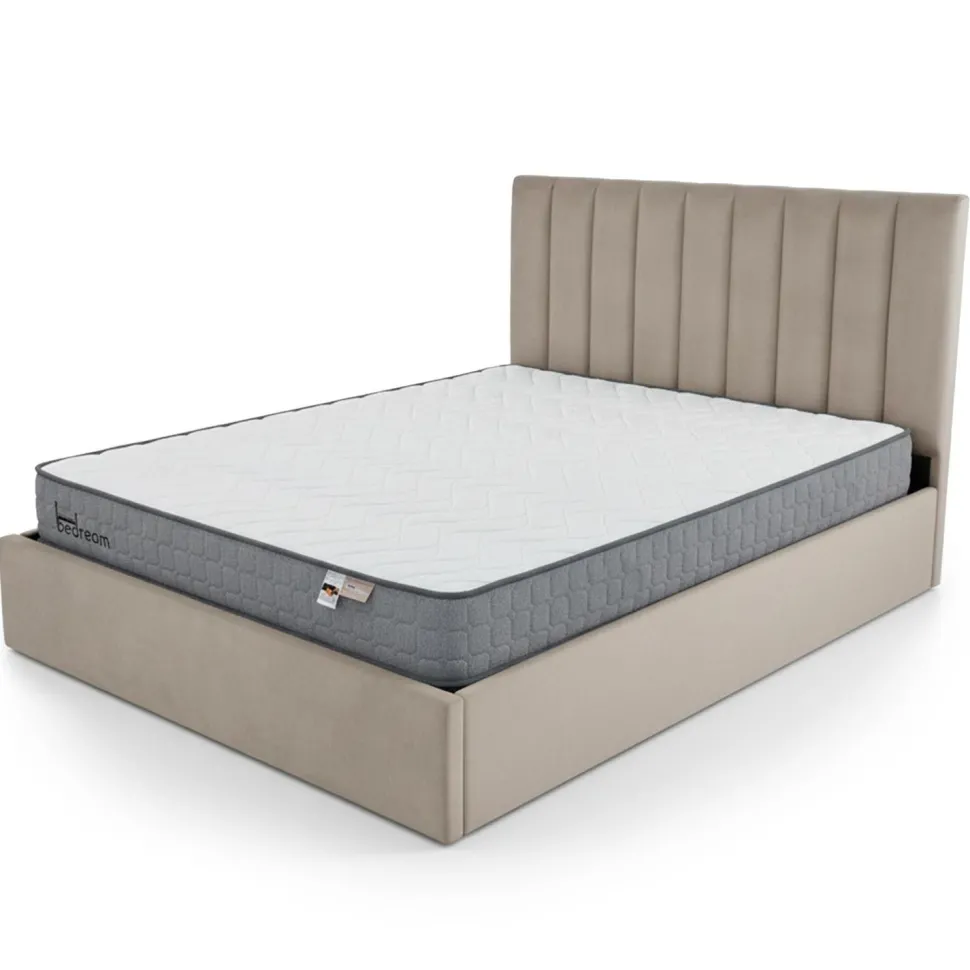 Pack Lit-coffre Songe + Matelas Bedream 160x200cm Velours Taupe