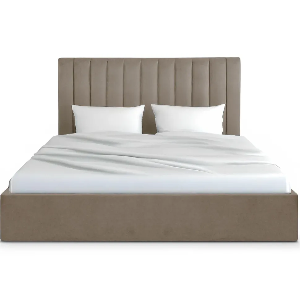 Pack Lit-coffre Songe + Matelas Bedream 180x200cm Velours Taupe