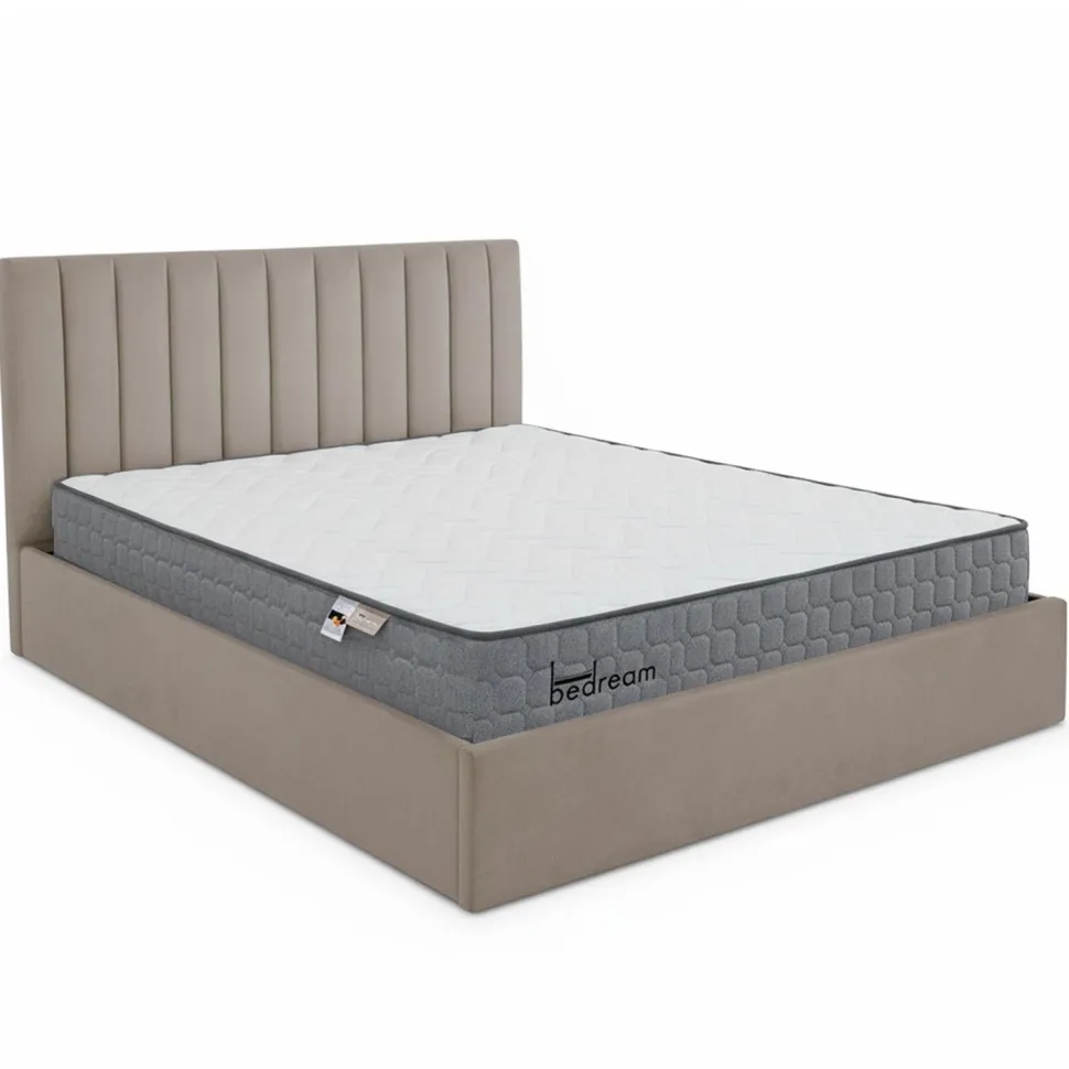 Pack Lit-coffre Songe + Matelas Bedream 180x200cm Velours Taupe