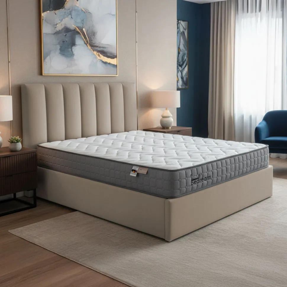 Pack Lit-coffre Songe + Matelas Bedream 140x190cm Velours Taupe