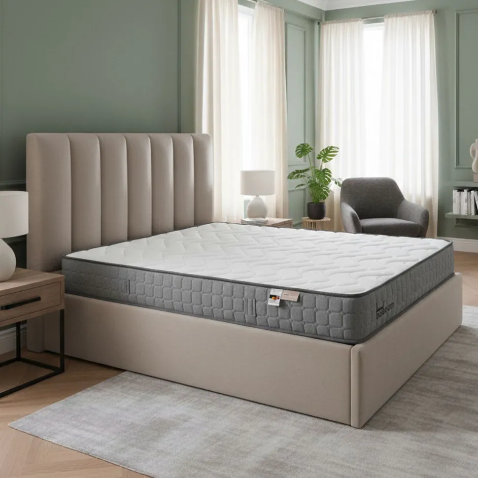 Pack Lit-coffre Songe + Matelas Bedream 140x190cm Velours Taupe