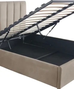 Pack Lit-coffre Songe + Matelas Bedream 140x190cm Velours Taupe