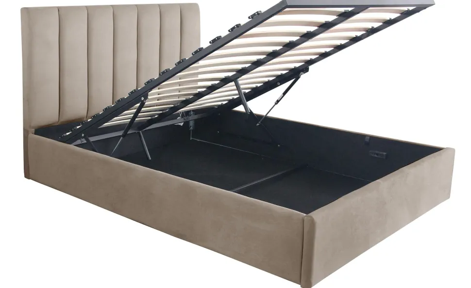 Pack Lit-coffre Songe + Matelas Bedream 140x190cm Velours Taupe