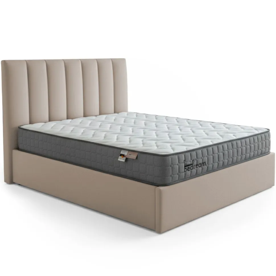 Pack Lit-coffre Songe + Matelas Bedream 140x190cm Velours Taupe