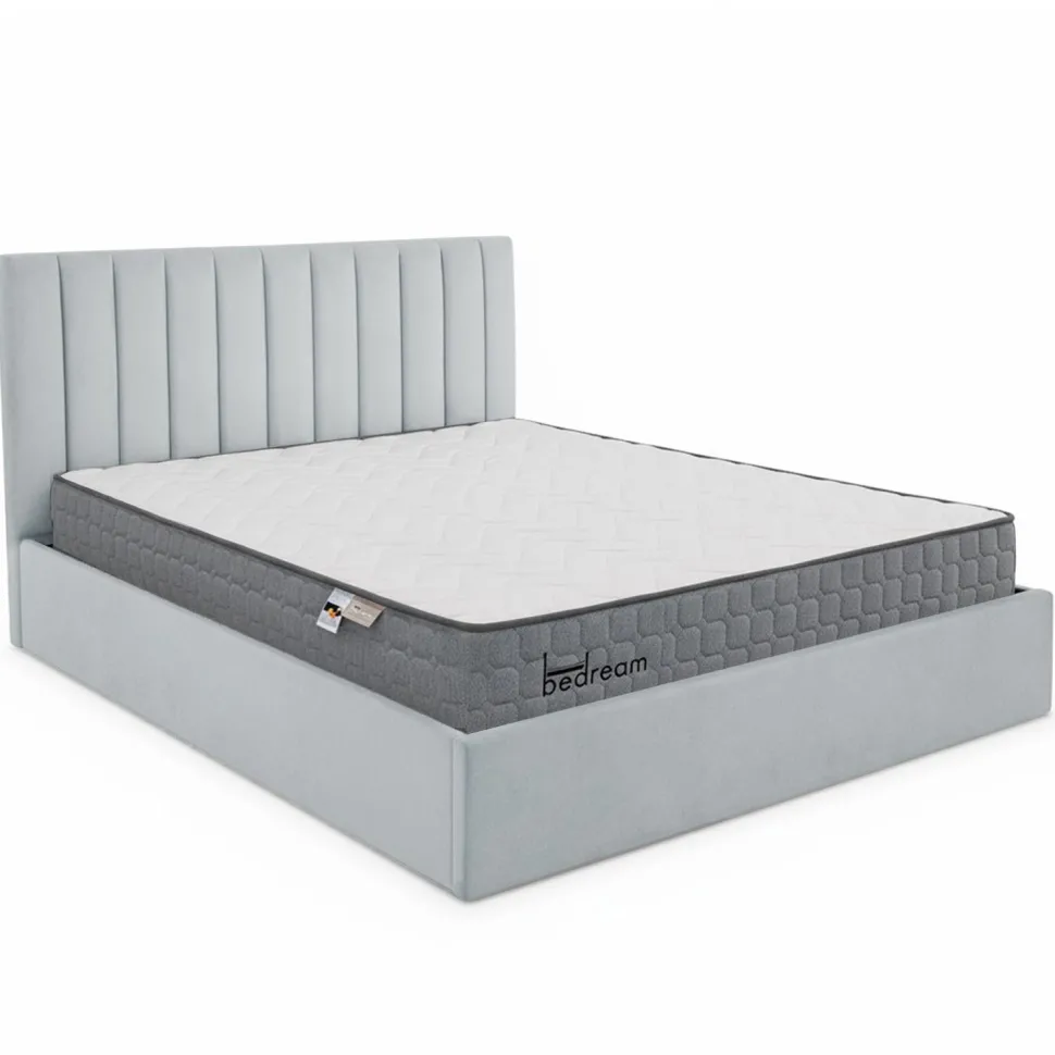 Pack Lit-coffre Songe + Matelas Bedream 180x200cm Velours Argent