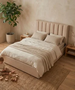 Pack Lit-coffre Songe + Matelas Bedream 160x200cm Tissu Beige