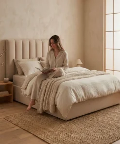 Pack Lit-coffre Songe + Matelas Bedream 160x200cm Tissu Beige