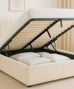 Pack Lit-coffre Songe Matelas Bedream 160x200cm Tissu bouclette Beige