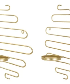 Paire de porte-bougies muraux métal doré