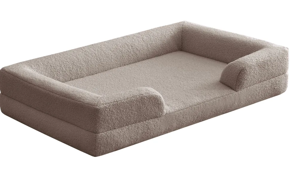 Panier pour chien et chat Chouchon 65x90cm Tissu Bouclette Taupe clair