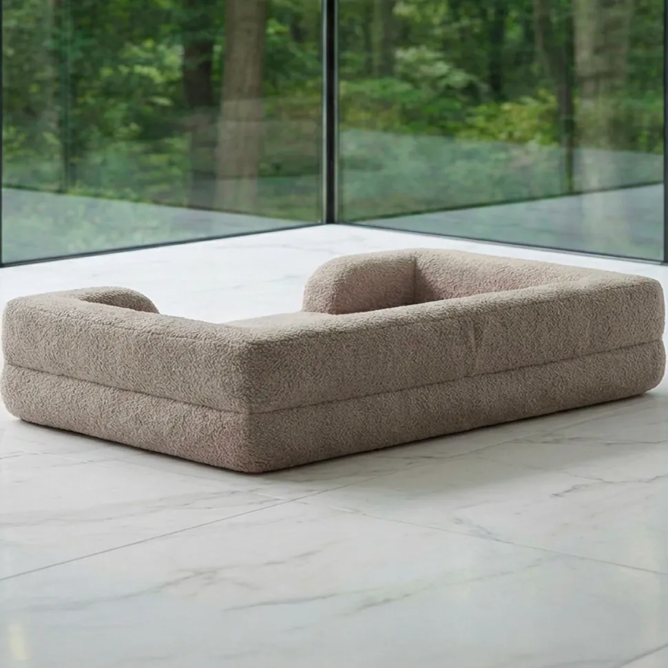 Panier pour chien et chat Chouchon 65x90cm Tissu Bouclette Taupe clair