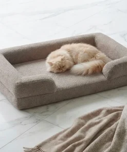 Panier pour chien et chat Chouchon 65x90cm Tissu Bouclette Taupe clair