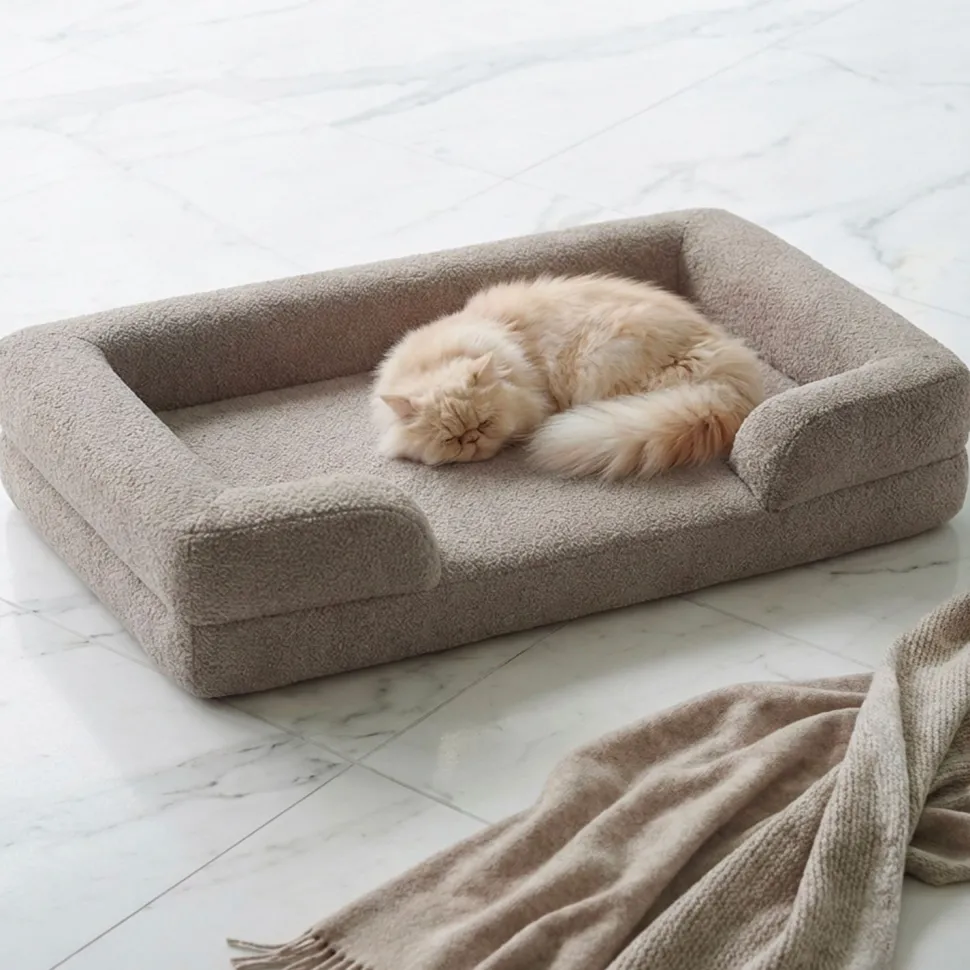 Panier pour chien et chat Chouchon 65x90cm Tissu Bouclette Taupe clair