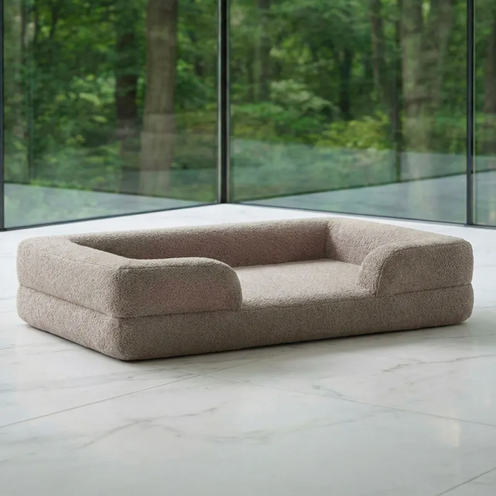 Panier pour chien et chat Chouchon 65x90cm Tissu Bouclette Taupe clair