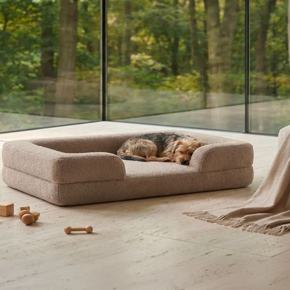 Panier pour chien et chat Chouchon 65x90cm Tissu Bouclette Taupe clair