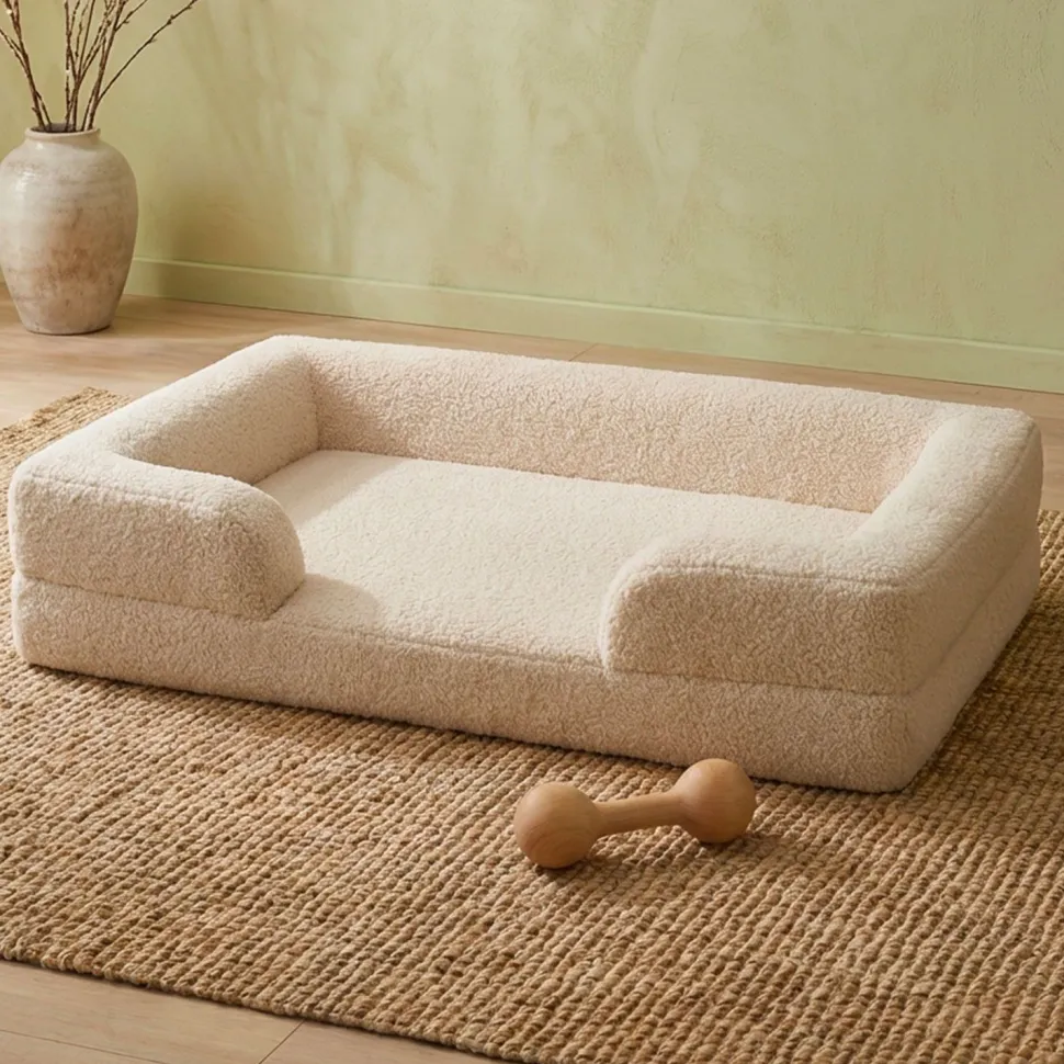 Panier pour chien et chat Chouchon 65x90cm Tissu Bouclette Crème