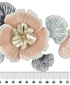 Panneau décoratif 3D fleurs et feuilles Fer Multicolore