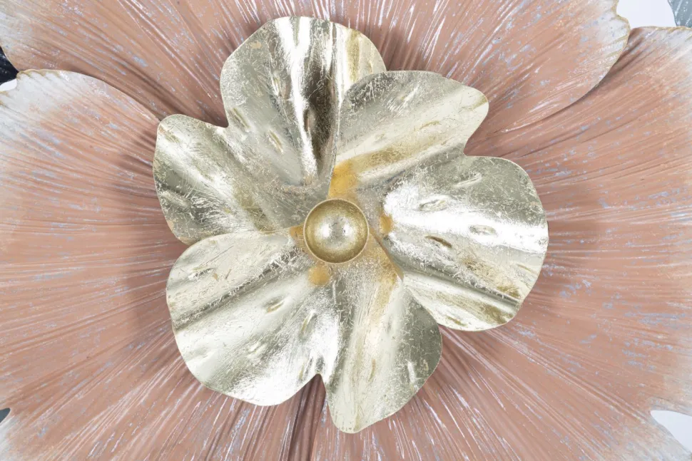 Panneau décoratif 3D fleurs et feuilles Fer Multicolore