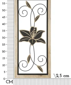 Panneau décoratif 3D Koman Métal Noir et Bois Marron