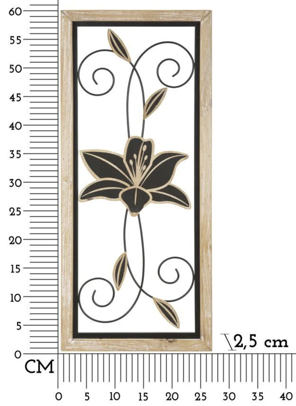 Panneau décoratif 3D Koman Métal Noir et Bois Marron