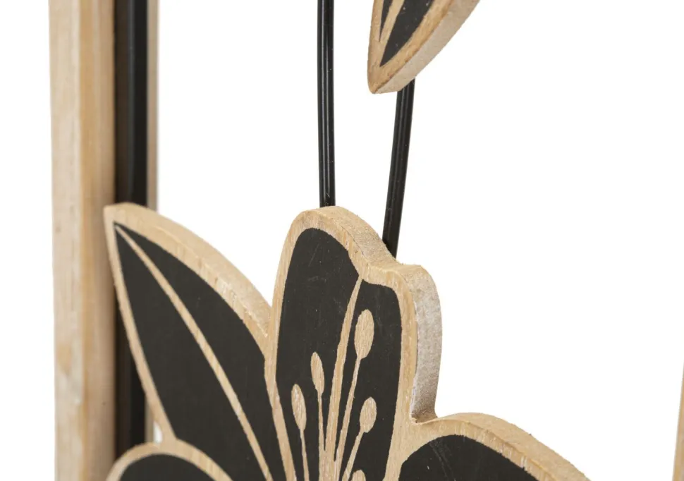 Panneau décoratif 3D Koman Métal Noir et Bois Marron