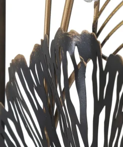 Panneau décoratif en métal motifs géométriques et floraux noir et doré