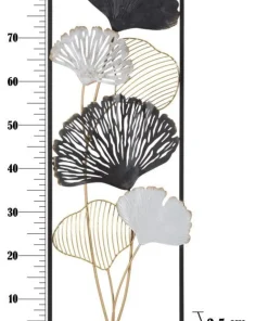 Panneau décoratif en métal motifs géométriques et floraux noir et doré