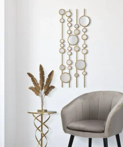 Panneau décoratif miroirs ronds doré