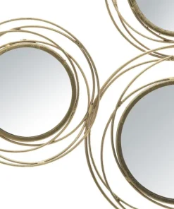 Panneau en métal doré avec cercles et miroirs